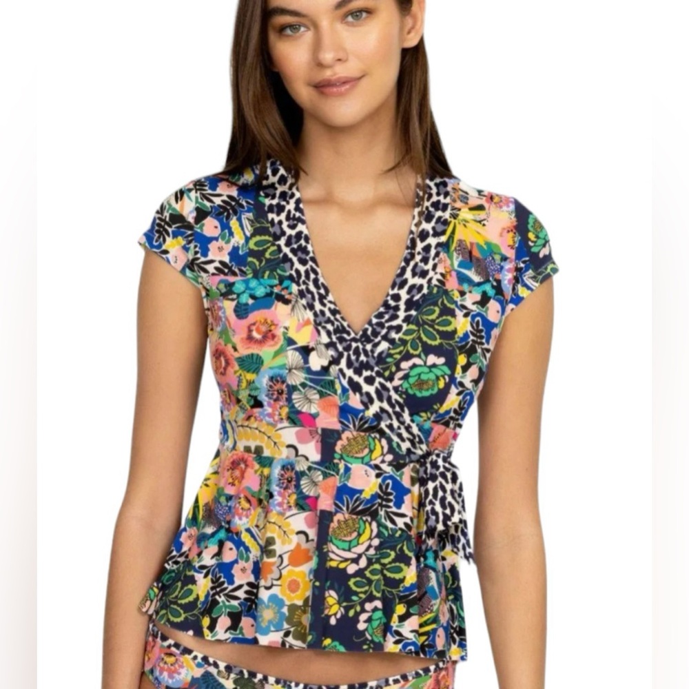 Johnny Was Layla Floral Wrap Tankini Top Size Small